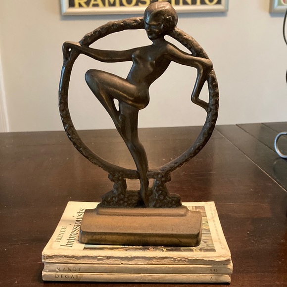 RARE Art Deco vintage bronze bookend “Dancing lady”